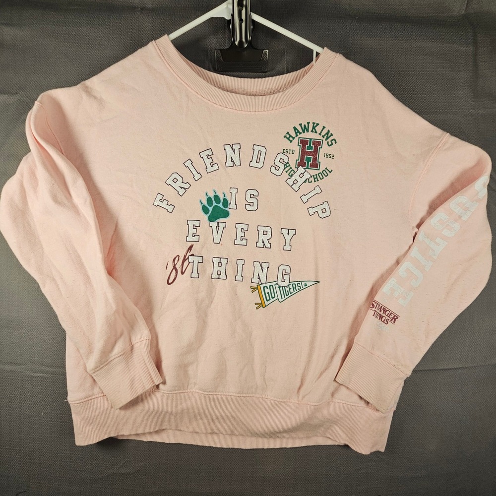 Justice Stranger Things Hawkins High Pink Sweatshirt Friendship Is Everything L‎